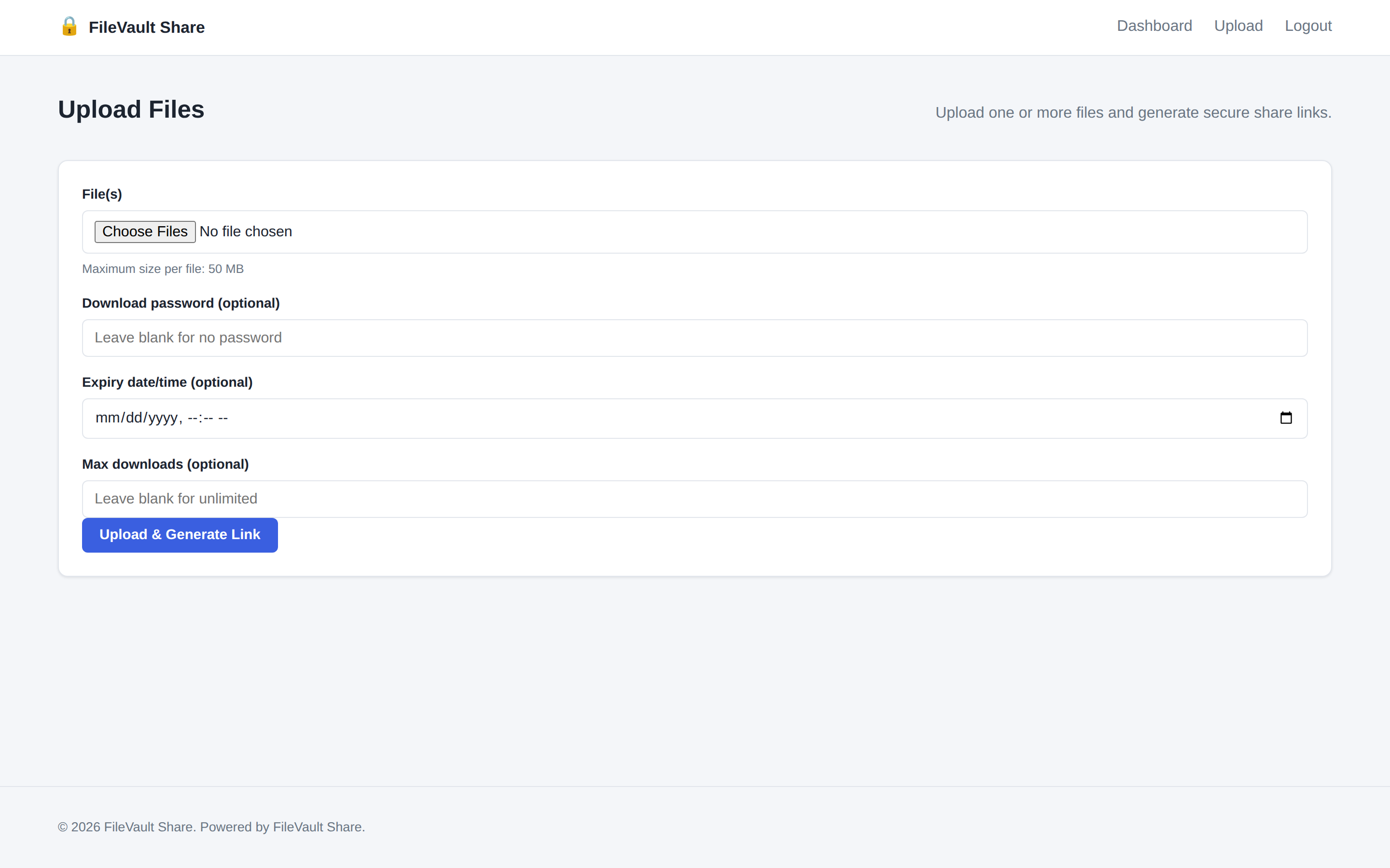 FileVault Share upload form
