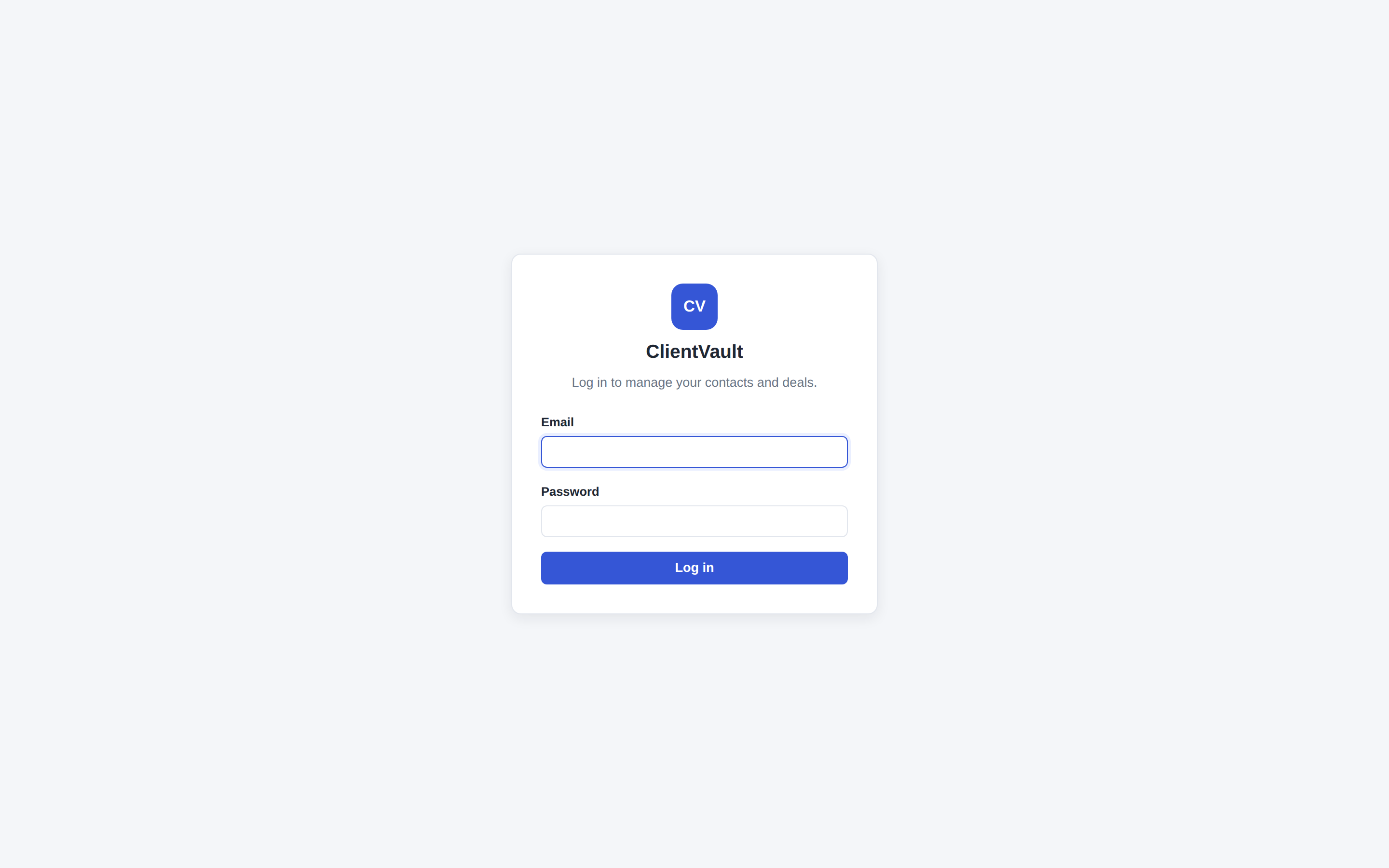 ClientVault login screen