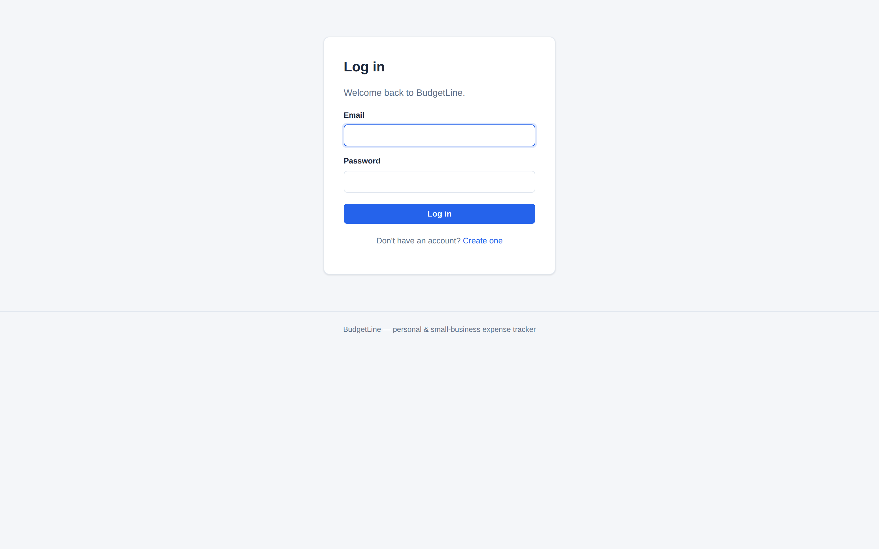 BudgetLine login screen