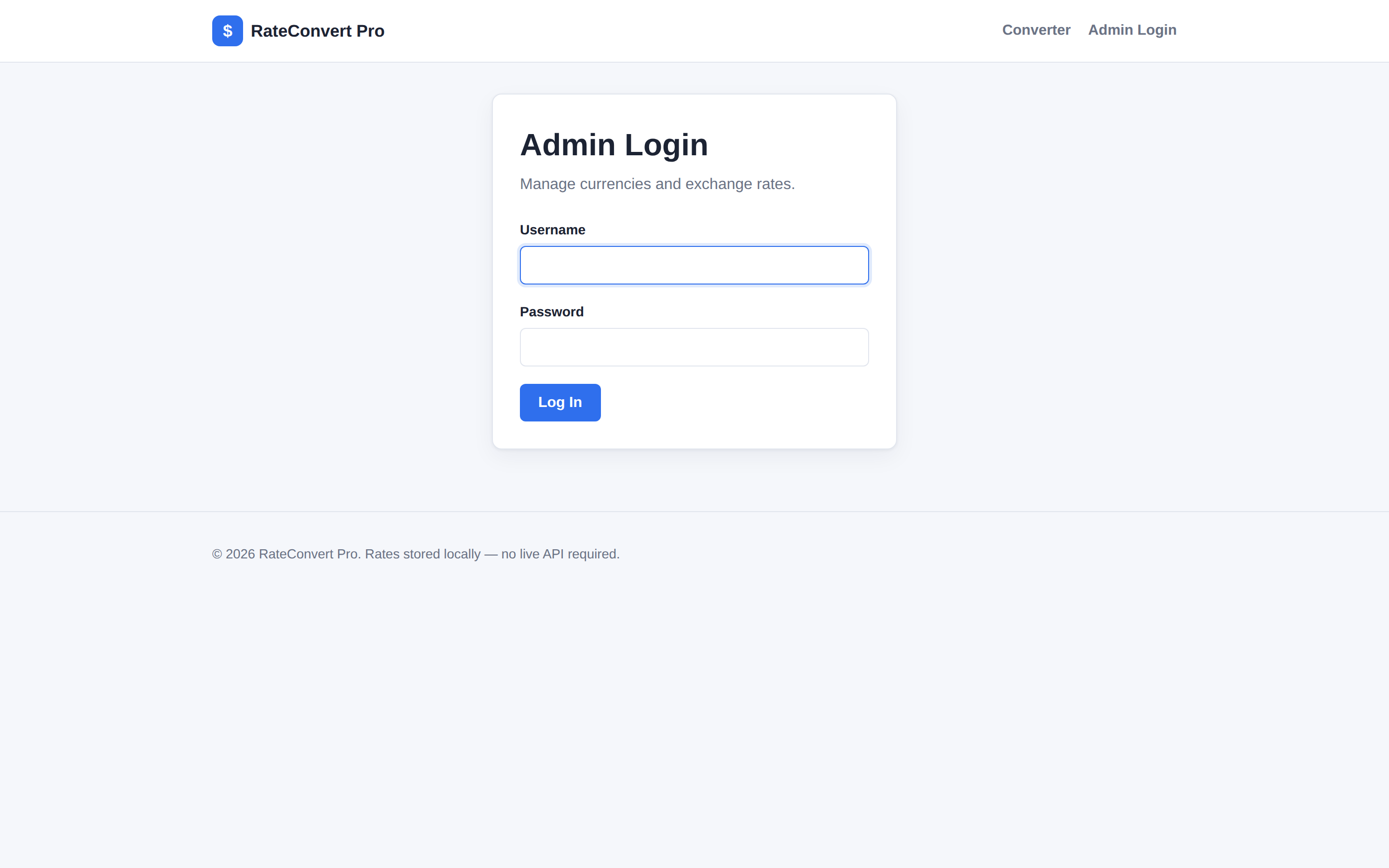 RateConvert Pro admin login