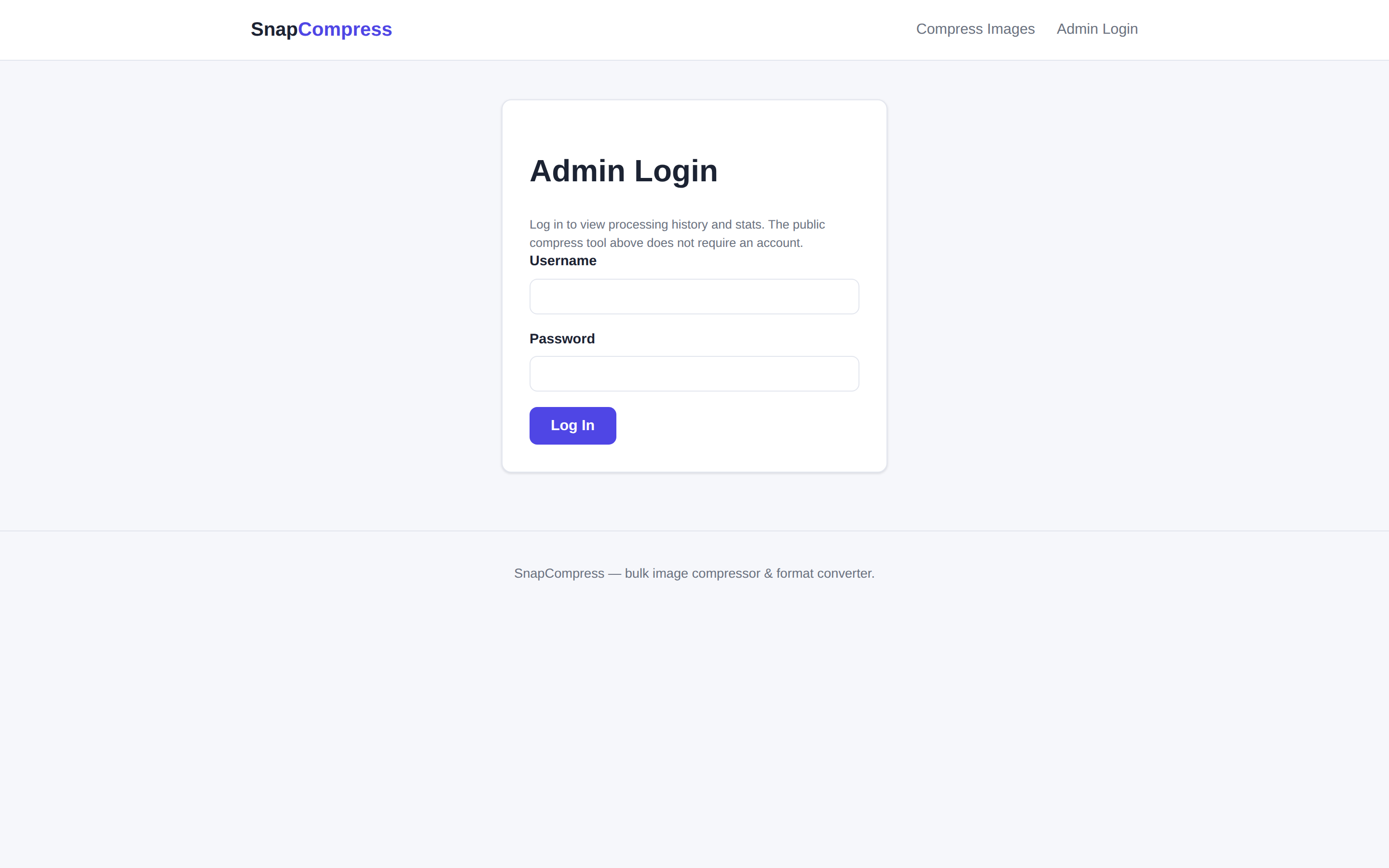 SnapCompress admin login