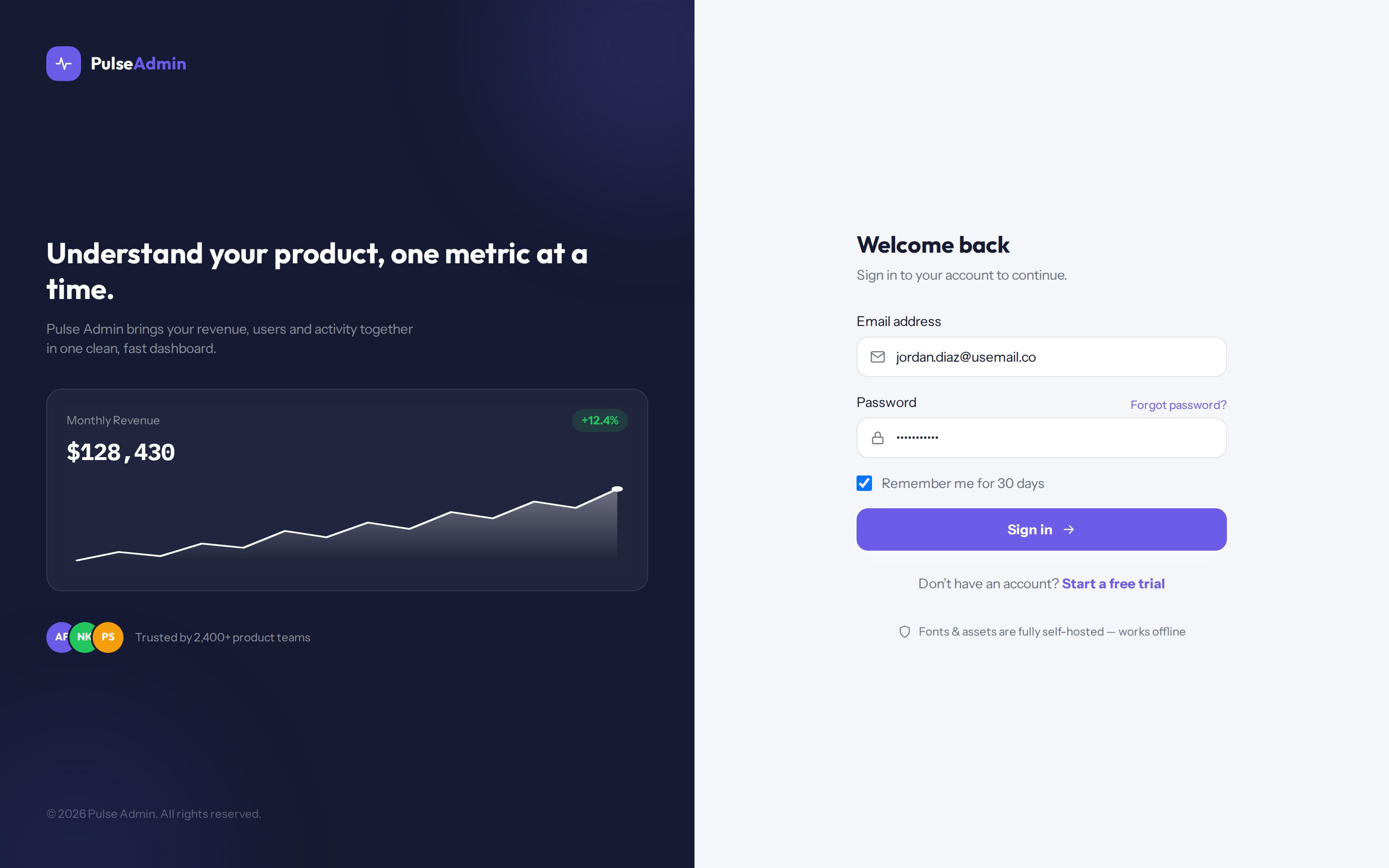 Pulse Admin login