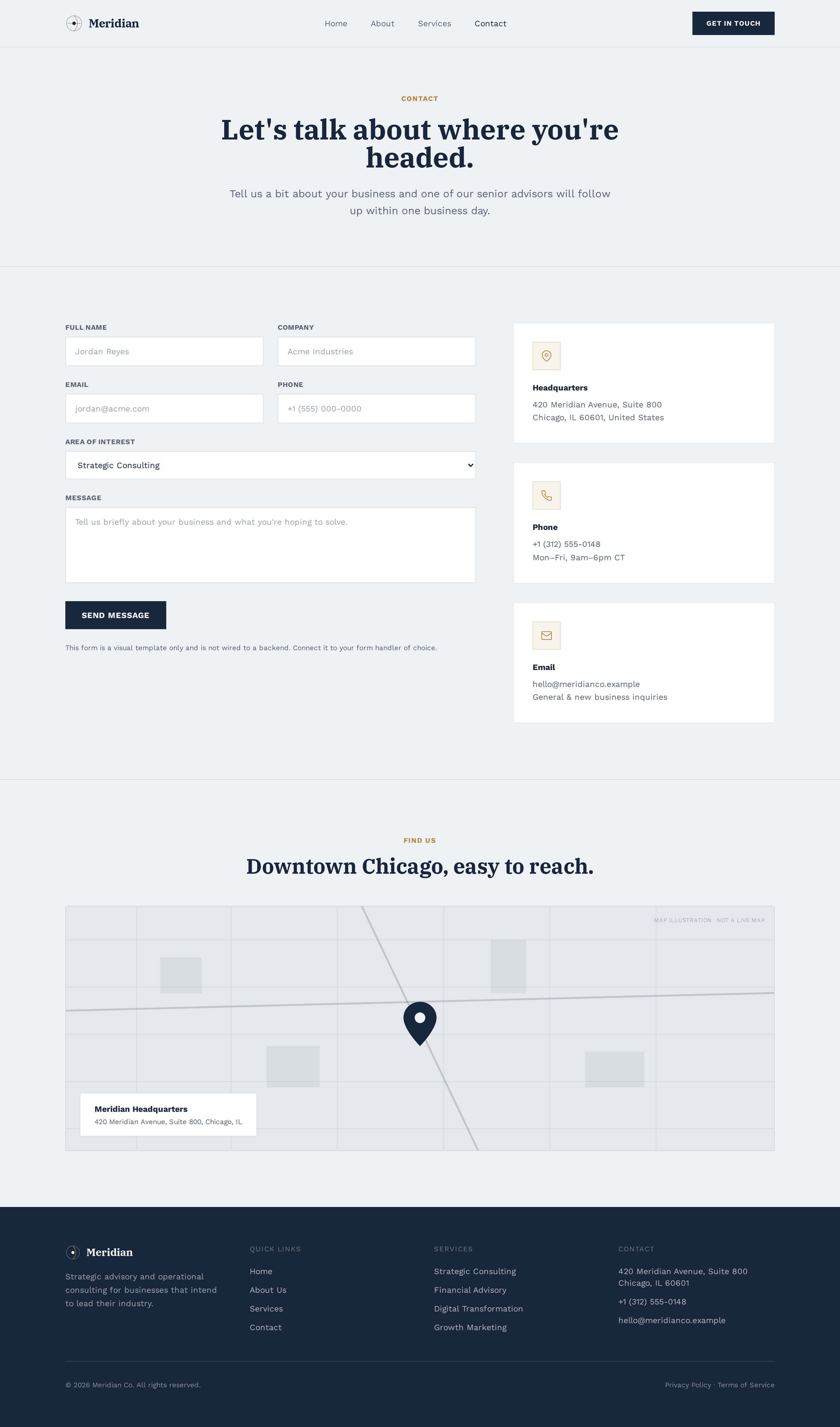 Meridian contact page