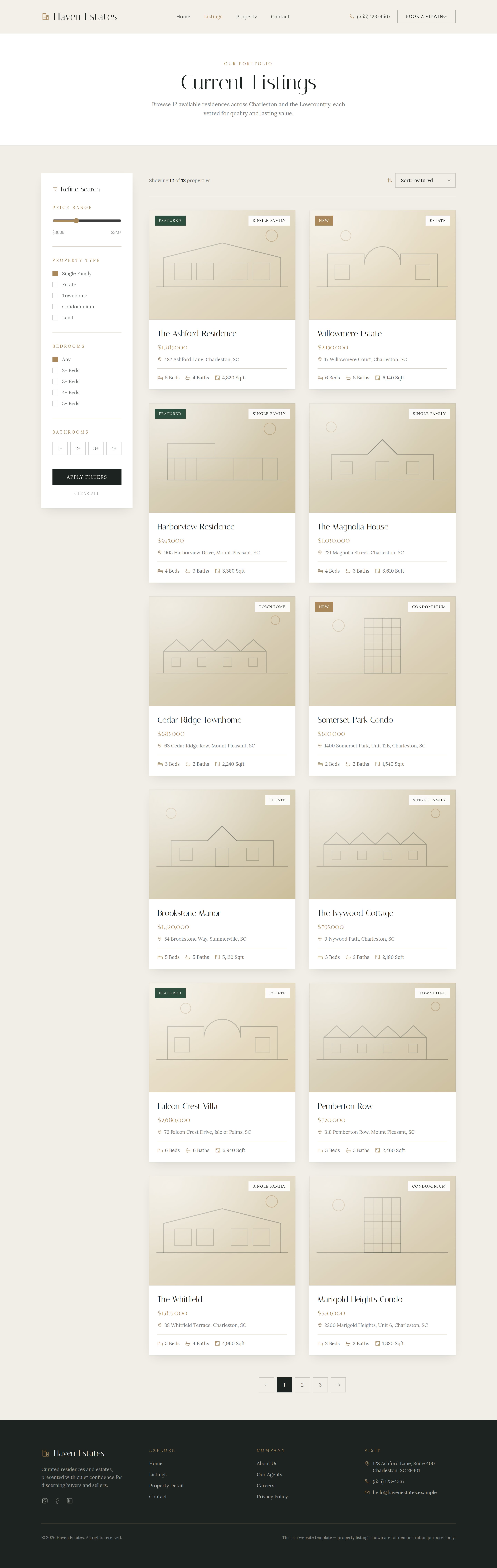 Haven Estates listings page