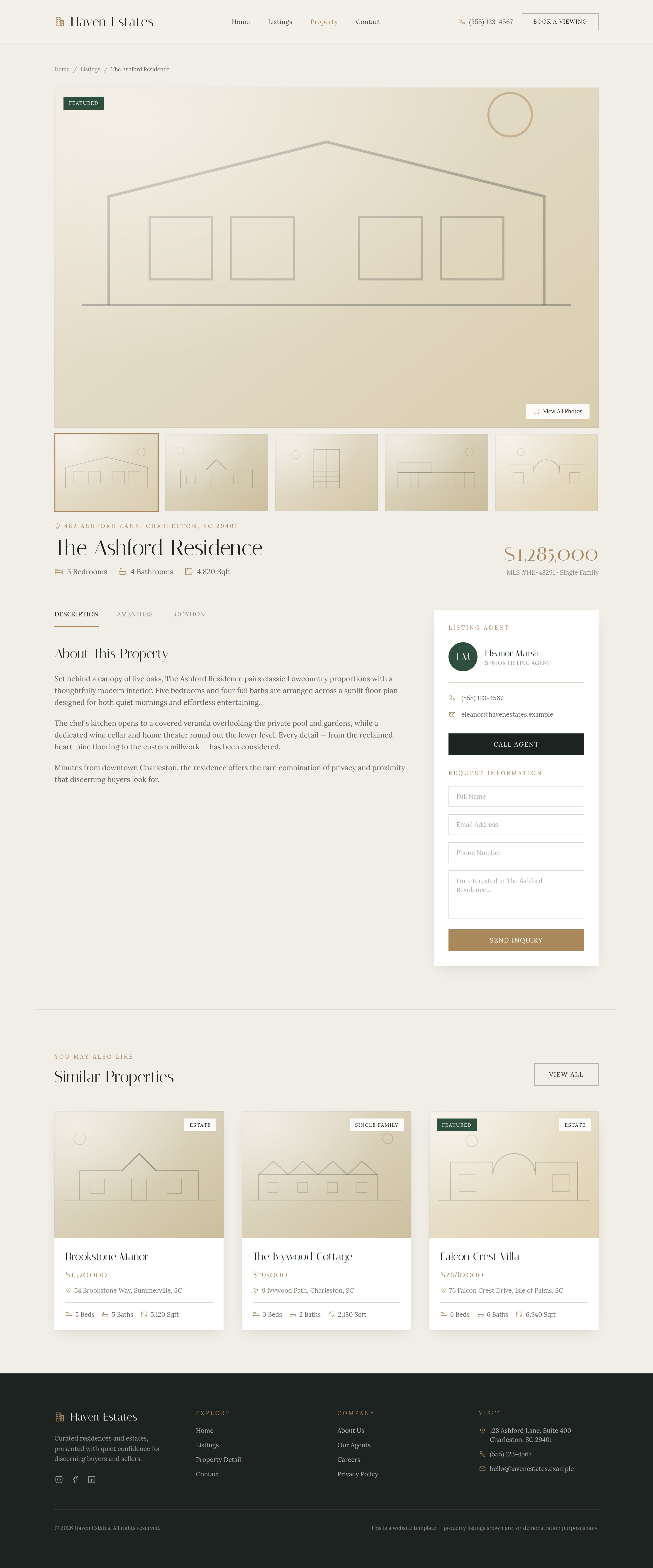 Haven Estates property detail page