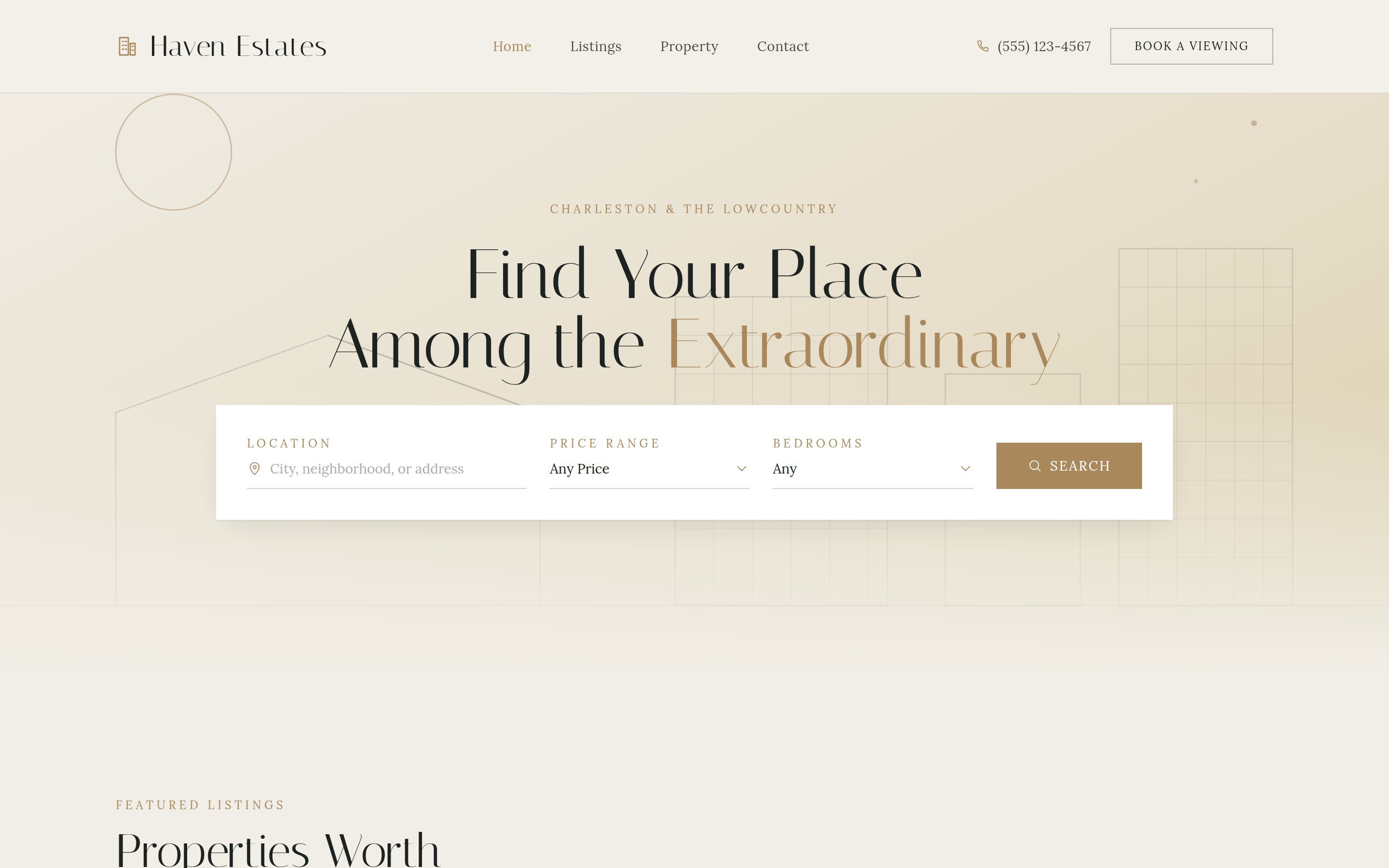 Haven Estates home search bar