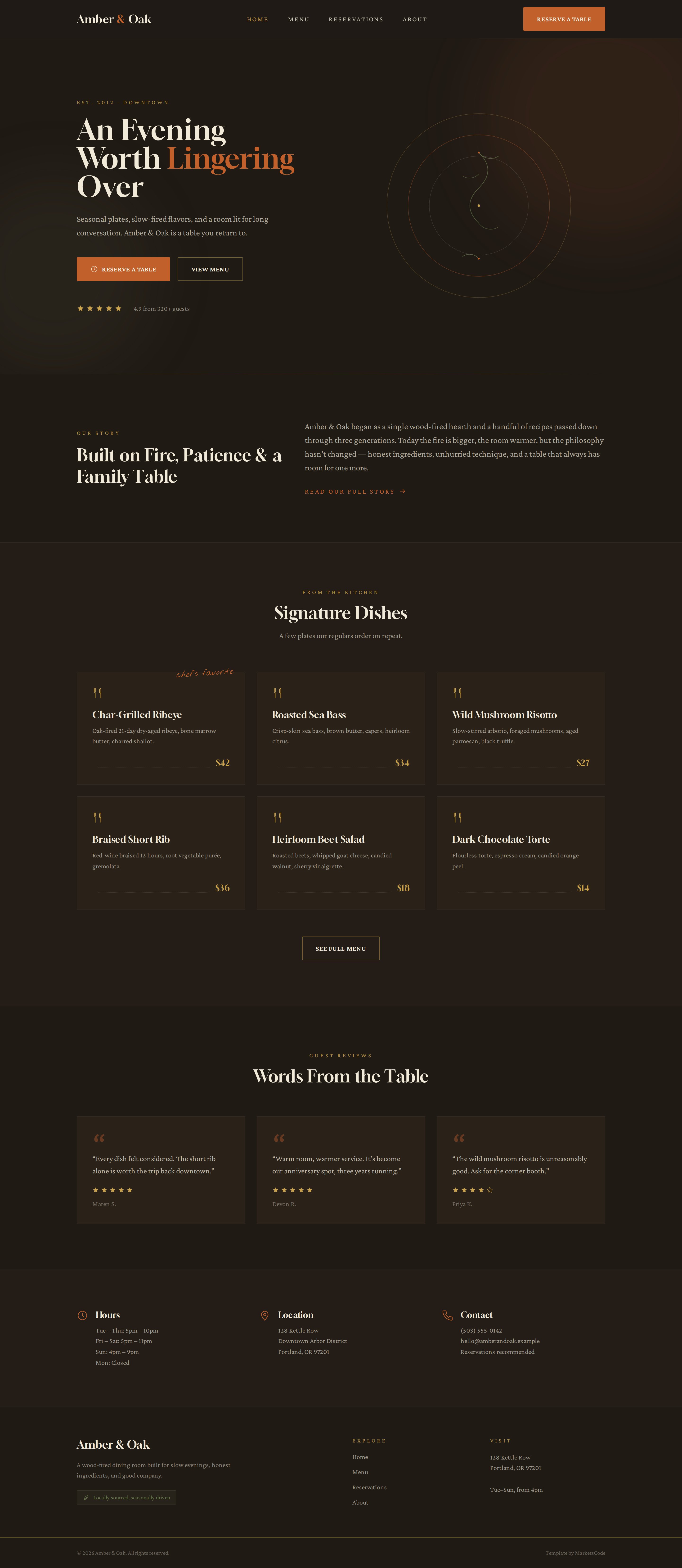 Amber & Oak home page