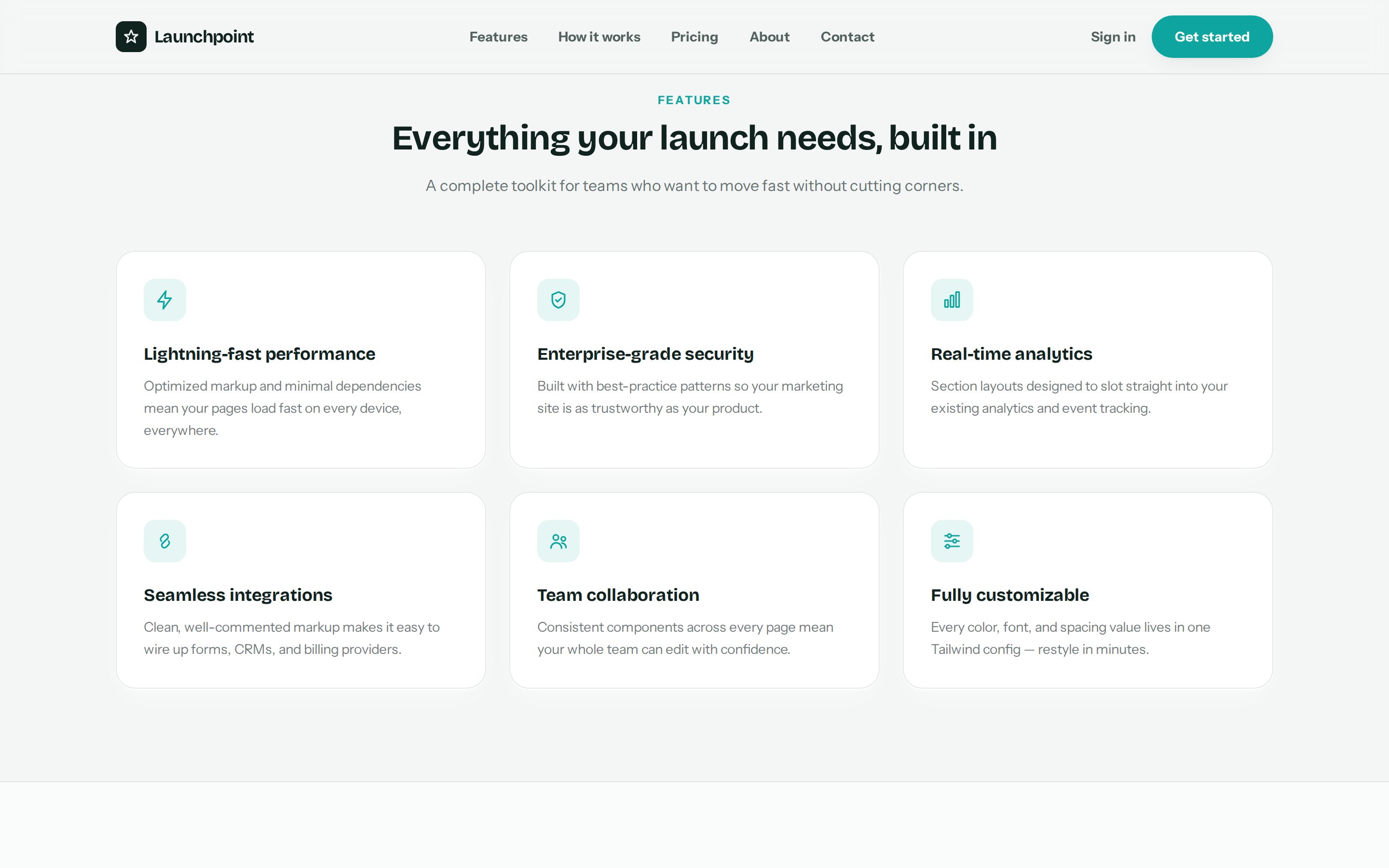 Launchpoint features section