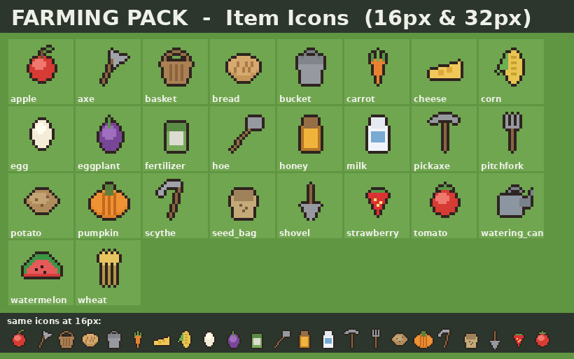 Farm Top-Down Pixel Art Pack - Tiles, Animals & Tractors