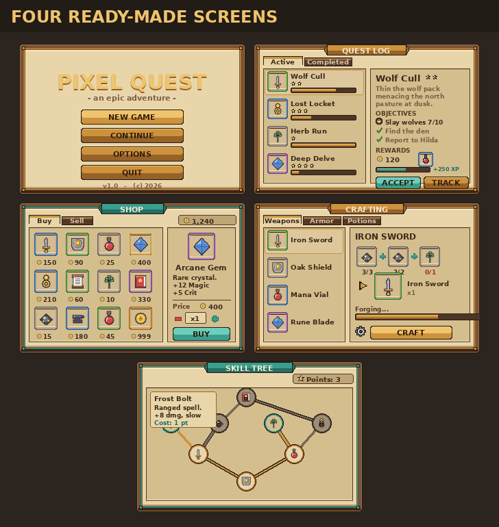 RPG Screen Kit + Editor - Fully Customizable UI