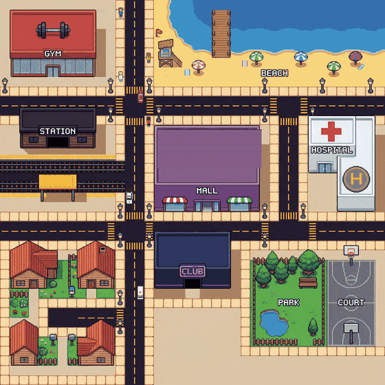 Modern Town - Top-Down Pixel Art Game Kit