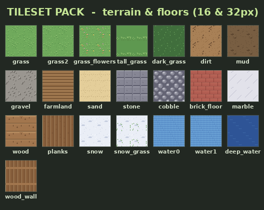 Tileset Pack - Top-Down RPG (16 & 32px HD, Animated)