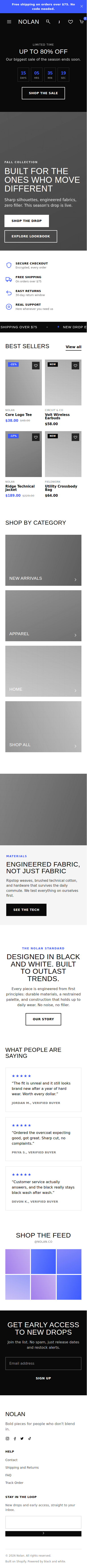 Nolan - Bold High-Contrast Shopify Theme mobile home