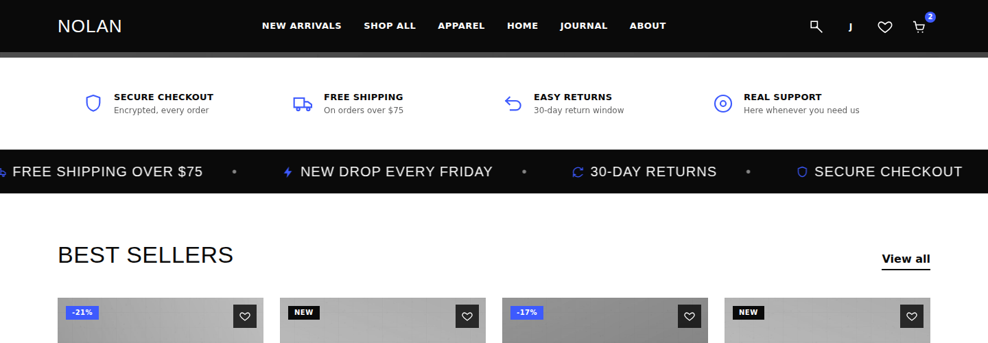 Nolan - Bold High-Contrast Shopify Theme marquee