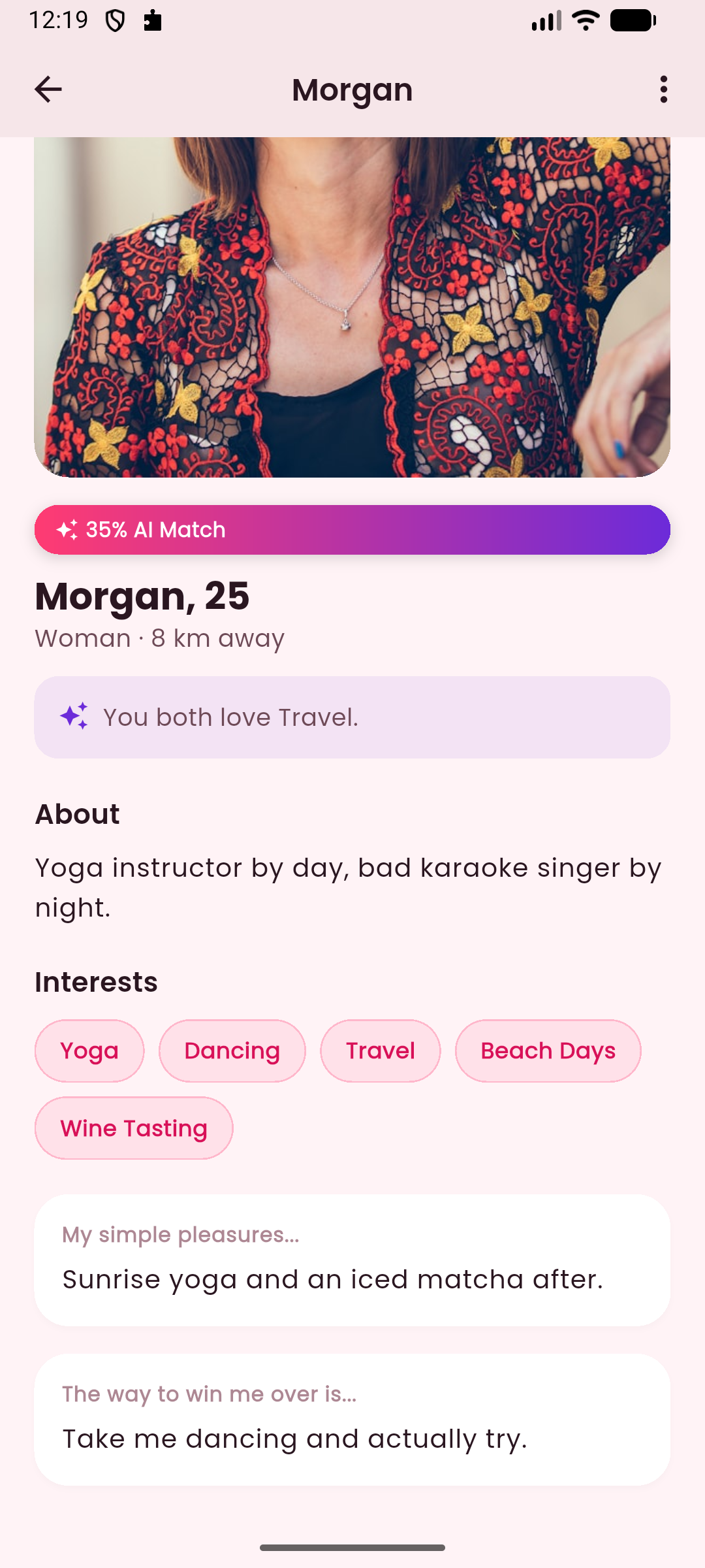 Dating App home screen - profile
