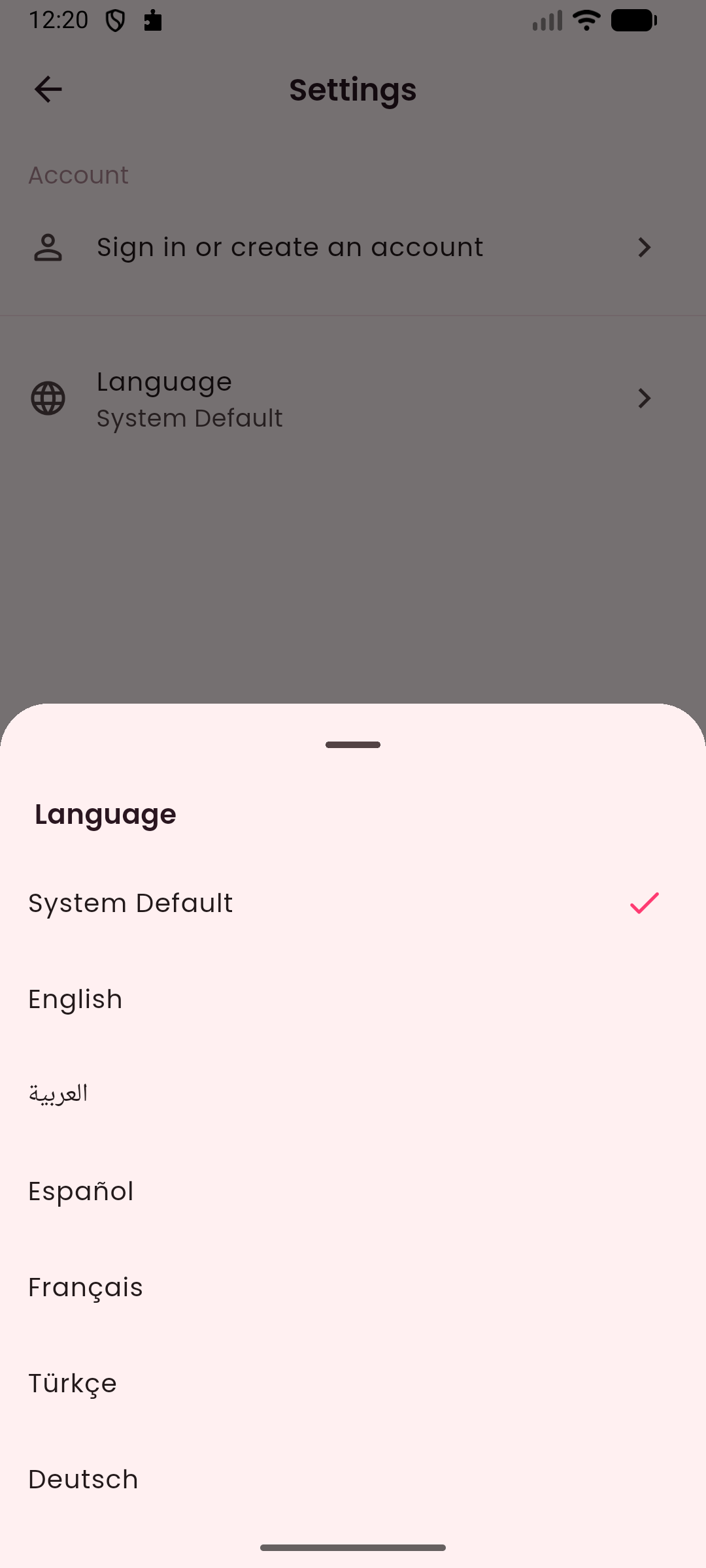 Dating App home screen - language change