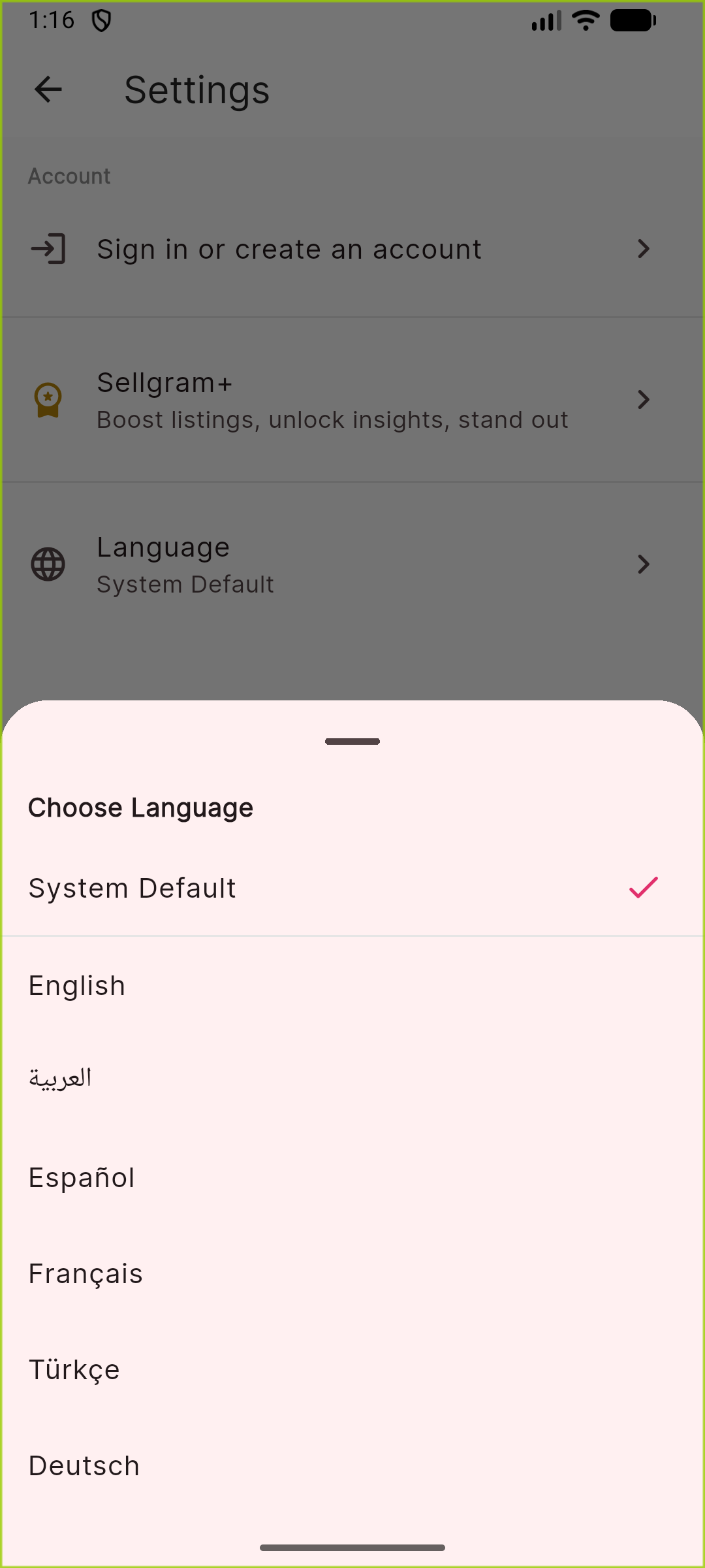 sellgram language switch