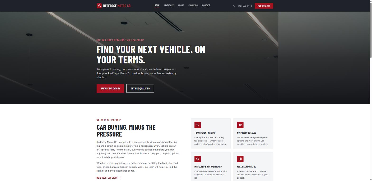 Redforge Motors home page