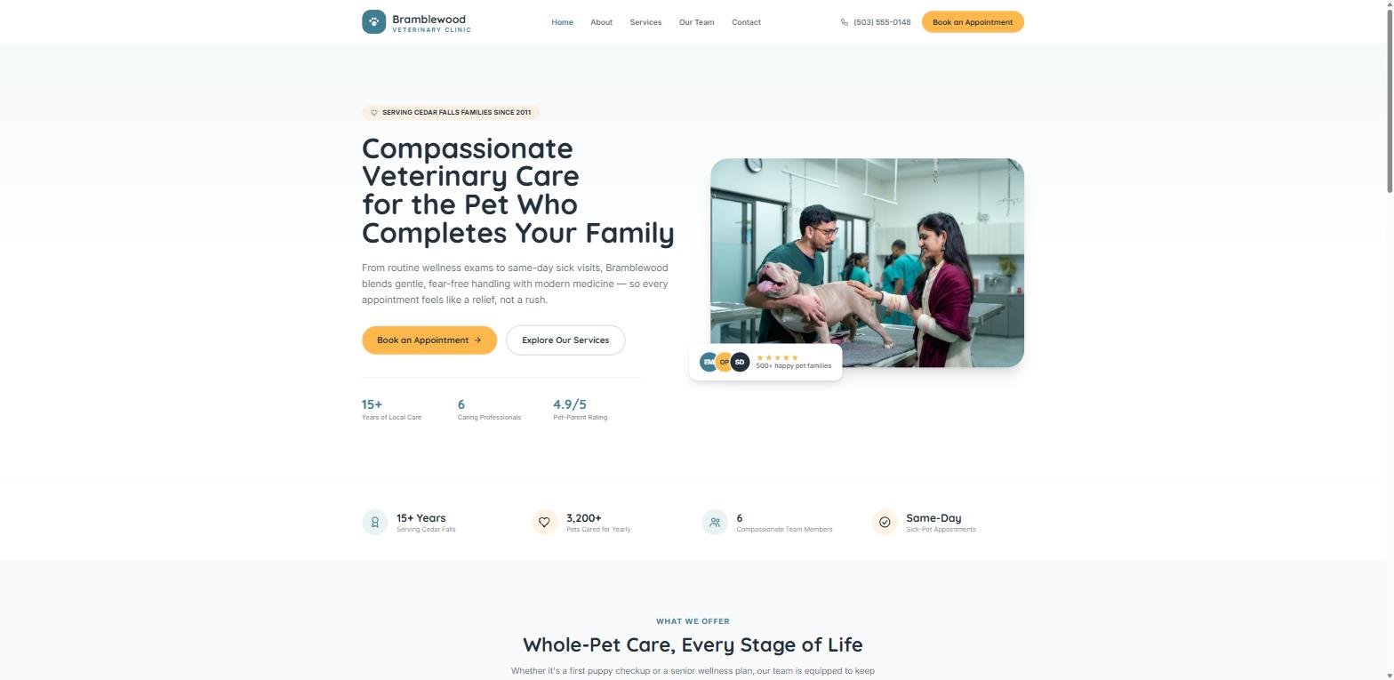 Bramblewood Veterinary Clinic home page