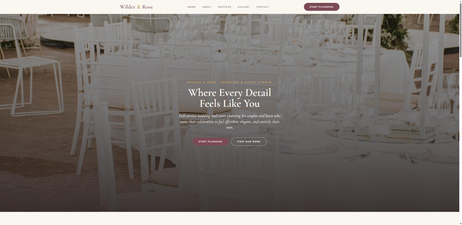 Wilder & Rose home page